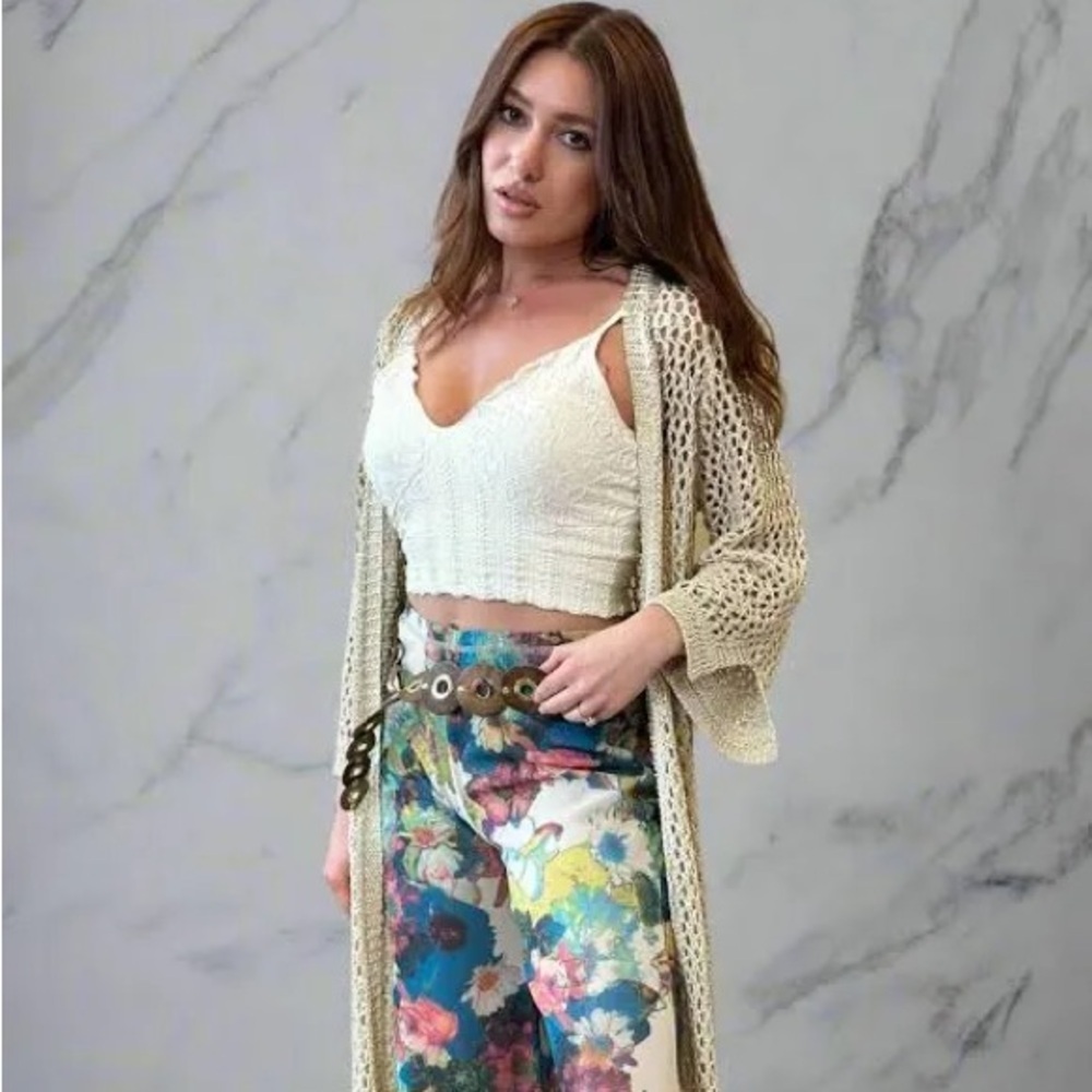 NWT Petit Pois by Vivian G Floral Multicolor Flared Pants